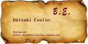 Bélteki Evelin névjegykártya